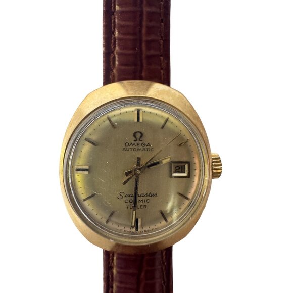 Omega, Speidel Other - Vintage Omega Seamaster Cosmic 566018 Champagne Automatic Date Ladies Wristwatch
